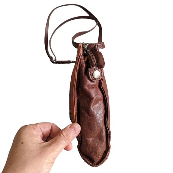 The Sak Striped Patchwork Color Leather Adjustable Crossbody Shoulder Bag SPOT - Picture 5 of 13